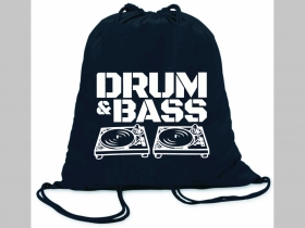 Drum and Bass  ľahké sťahovacie vrecko ( batôžtek / vak ) s čiernou šnúrkou, 100% bavlna 100 g/m2, rozmery cca. 37 x 41 cm